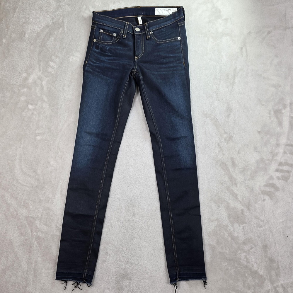 rag & bone JEAN Skinny Jeans Womens 26 Dark Raw Hem Denim‎ Made in USA 28x30